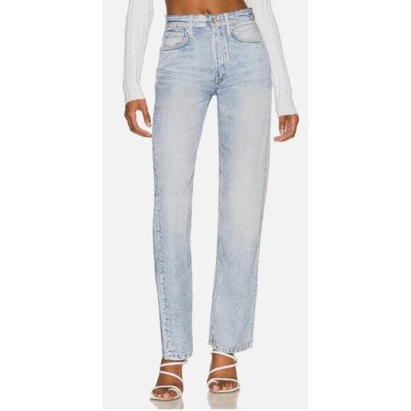 rag & bone Alexi Miramar Liquid Print Jeans Blue Tencel High Rise Straight 27 - Picture 1 of 6